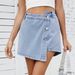 Women's Clothing Summer Washed Button Decoration Irregular Denim Skirt Pants_mkmklike.com
