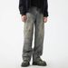 "Men's Retro Splatter Paint Jeans – Loose High Street Style, Washed Straight Leg Pants (Artistic Distressed, Summer Casual, Trendy Streetwear)"_mkmklike.com