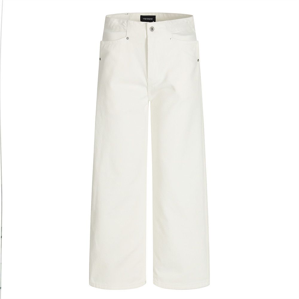 Solid Color Straight-Leg Jeans Men's Unique Pocket Loose Casual Pants American High Street Vibe Trendy Simple Versatile_mkmklike.com