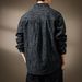 Men's Clothing Retro Jacquard Denim Shirt Loose Large Size Striped Washed Jacket Coat_mkmklike.com
