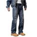 Men's Retro Distressed Wide Leg Straight Leg Jeans Mid Waist Slight Stretch Long Length Street Style Patches_mkmklike.com