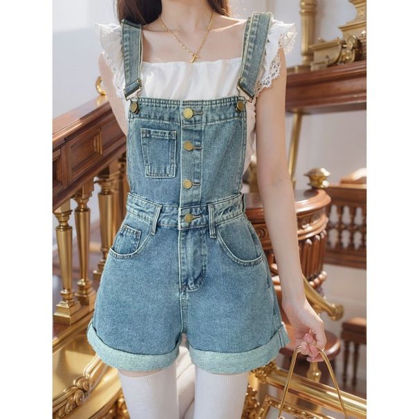 Women's Clothing New Slim And Versatile Loose Strap Denim Shorts Women's Bright Line A Line Wide Leg Hot Pants Trend_mkmklike.com