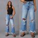 2026 New Ripped Tassel Denim Women's Street High Waist Straight Wide Leg Trousers Summer Jeans Women_mkmklike.com