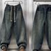 Loose Men's Wide Leg Jeans Casual Faionable American Sle Straight Cut Vintage Knife Pants Autumn New Arrival_mkmklike.com