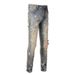 Men's Clothing European And American Street Fashion Graffiti Ripped Jeans Men's Slim Fit Paint Splashed Foot Cross Border Stretch Men's Pants 6556_mkmklike.com