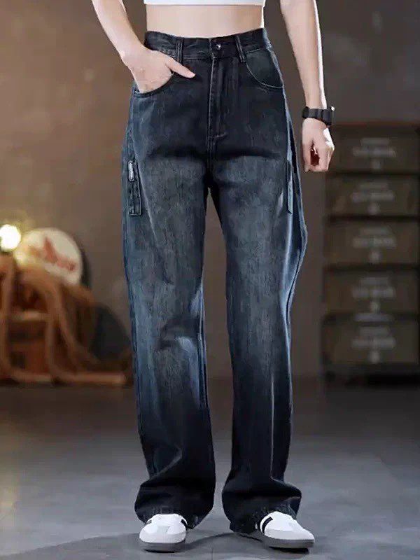 Men's Heavyweight Straight Leg Jeans Classic American Fit Casual Denim Pants Relaxed Versatile Streetwear Everyday Essential_mkmklike.com