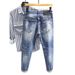 Summer High Street Washed Blue Ripped Cropped Jeans For Men Trendy Handsome Ink Splash Slim Fit Skinny Long Pants_mkmklike.com