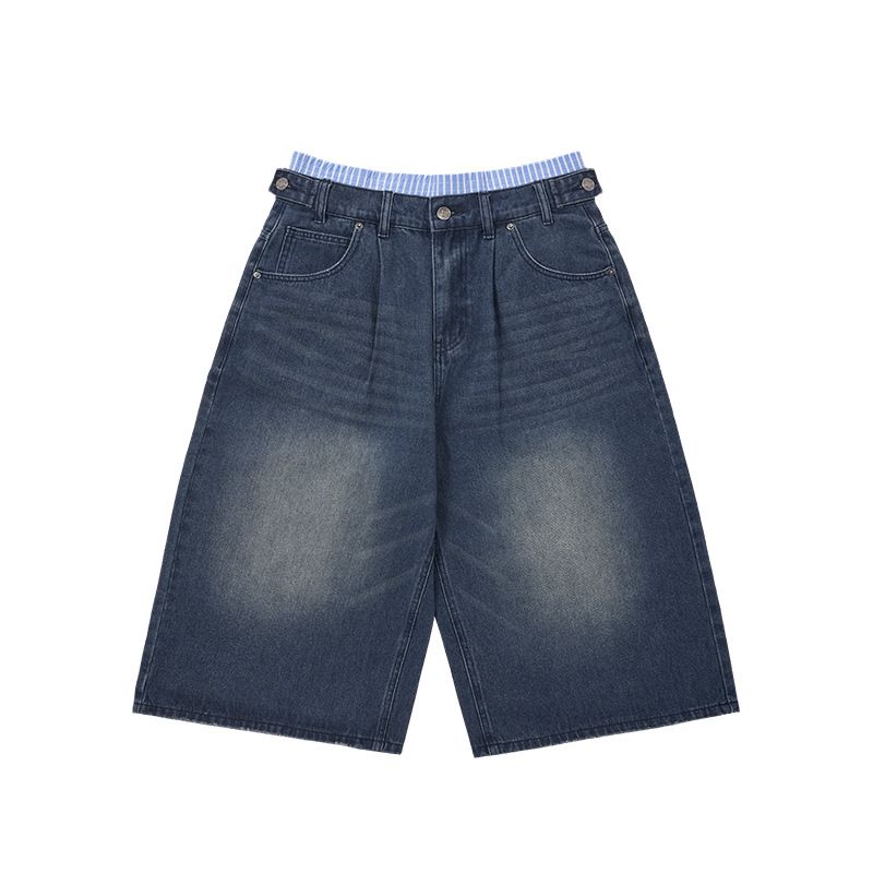 Men's Clothing Two Piece Seven Point Washed Jeans Street Casual Shorts For Men_mkmklike.com
