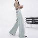 KENH Light Blue Loose Straight Wide-leg Jeans, New Women's Design With Embroidery, Floor-length Pants_mkmklike.com