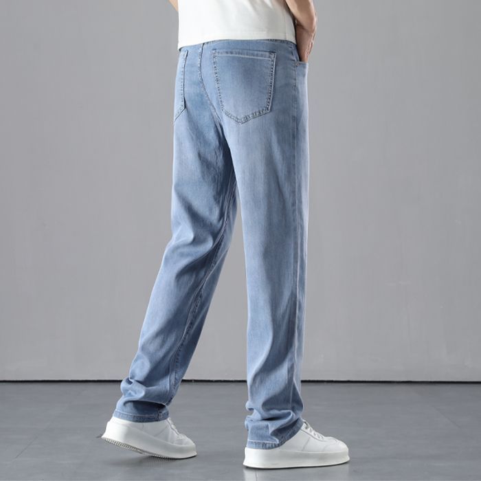 High End Ice Silk Ultra-thin Jeans For Men's Casual Loose Straight Leg Men's Plus Size Tencel Wide Leg Pants_mkmklike.com