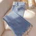 Women's Clothing Blue Denim Wide Leg Pants Thickened High Waist Slim Straight Casual Long Pants_mkmklike.com