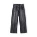 Men’s Oversized Straight-Leg Jeans – Classic Black Washed Denim Pants (65.5% Cotton, S-4XL), Relaxed Fit For Urban Streetwear & Casual Styling_mkmklike.com