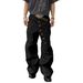 Vintage Western Button-Fly Jeans – High Street Relaxed Wide-Leg Pants For Men, Oversized & Long (Black, S-XXXL)_mkmklike.com