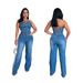 Women's Clothing Tube Top One Shoulder Slim Straight Wide Leg Denim Jumpsuit_mkmklike.com