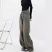 Vintage Distressed Wide-leg Jeans For Women, Plus Size, Early Autumn, Pear-shaped Body, High-waisted, Slimming, Loose,_mkmklike.com