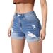 Women's Clothing High-Waisted Denim Shorts Ripped And Cuffed High Elastic Trendy Hot Pants European And American Style_mkmklike.com