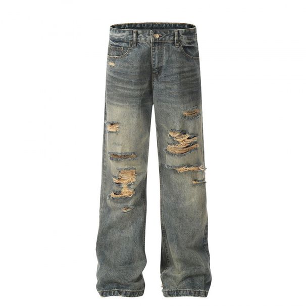 Y2K Vintage Distressed Oversized Streetwear Jeans For Men & Women - Retro Ripped Denim With Baggy Fit_mkmklike.com