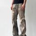 Distressed Cleanfit Digital Print Flared Jeans For Men & Women - Vintage Stitch Detail Slim Straight Leg Denim Pants_mkmklike.com