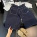 Men's American Retro Dark Blue Wide Leg Denim Shorts Loose Fit High Street Style Versatile Straight Leg Five Point Pants New Summer_mkmklike.com