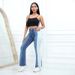Women's Clothing Elastic Fashion Washed Contrast Color Jeans_mkmklike.com