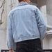 Men's Denim Jacket With Floral Print, Loose Fit Casual Long Sleeve Shirt Coat For Spring & Autumn, Youth Trendy Open Front Coat_mkmklike.com