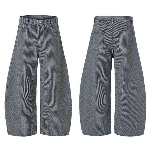 Men's Clothing & Archer0603 & American High Street Retro Trendy Brand Vertical Striped Curved Blade Loose Wide Leg Banana Pants_mkmklike.com