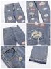 Hip Hop Patch Ripped Jeans Men's High Street Trend Embroidery Wide Straight Leg Loose Flared Pants Men_mkmklike.com