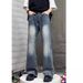 Autumn American High Street Vintage Jeans, Men's And Women's Trendy Slim Fit Straight Tube Vibe Wide Leg Mop Casual_mkmklike.com