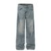 Side Ruched Wide-Leg Design Niche Jeans Men's American Style Trendy Loose Washed Vintage Casual Long Pants_mkmklike.com