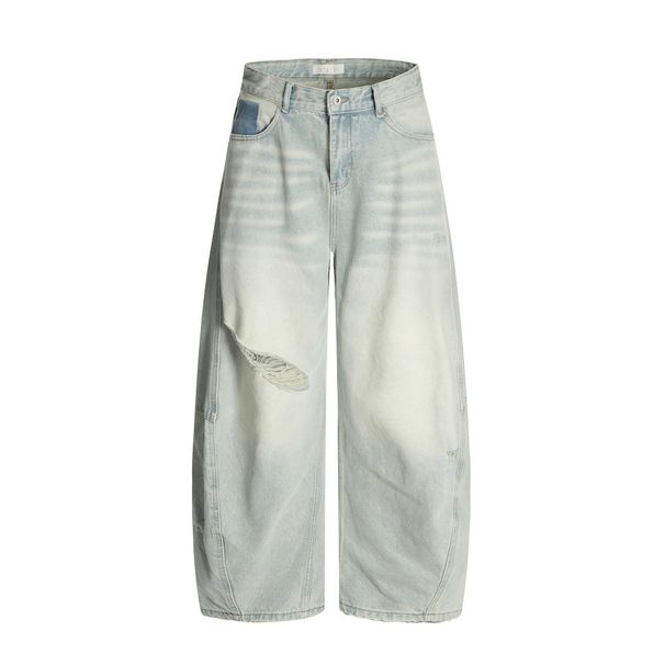 Heavy-duty Washed Oversized Men's Loose Wide-leg Trousers Street Fashion Punk Beggar Ripped Vintage Scythe Pants_mkmklike.com