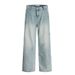 Punk Washed Jeans For Men, Distressed Loose Wide-Leg Pants, Light Color Straight-Leg Dad Pants_mkmklike.com