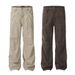 Men's Clothing Men's High-Waist Cargo Pants Straight Leg Cleanfit Maillard Jeans Slight Flare Retro Washed American Style_mkmklike.com