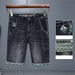 Men's Clothing Men's Summer Thin High End Denim Shorts Trendy Brand Loose Straight Shorts High End Fashion Print Shorts_mkmklike.com