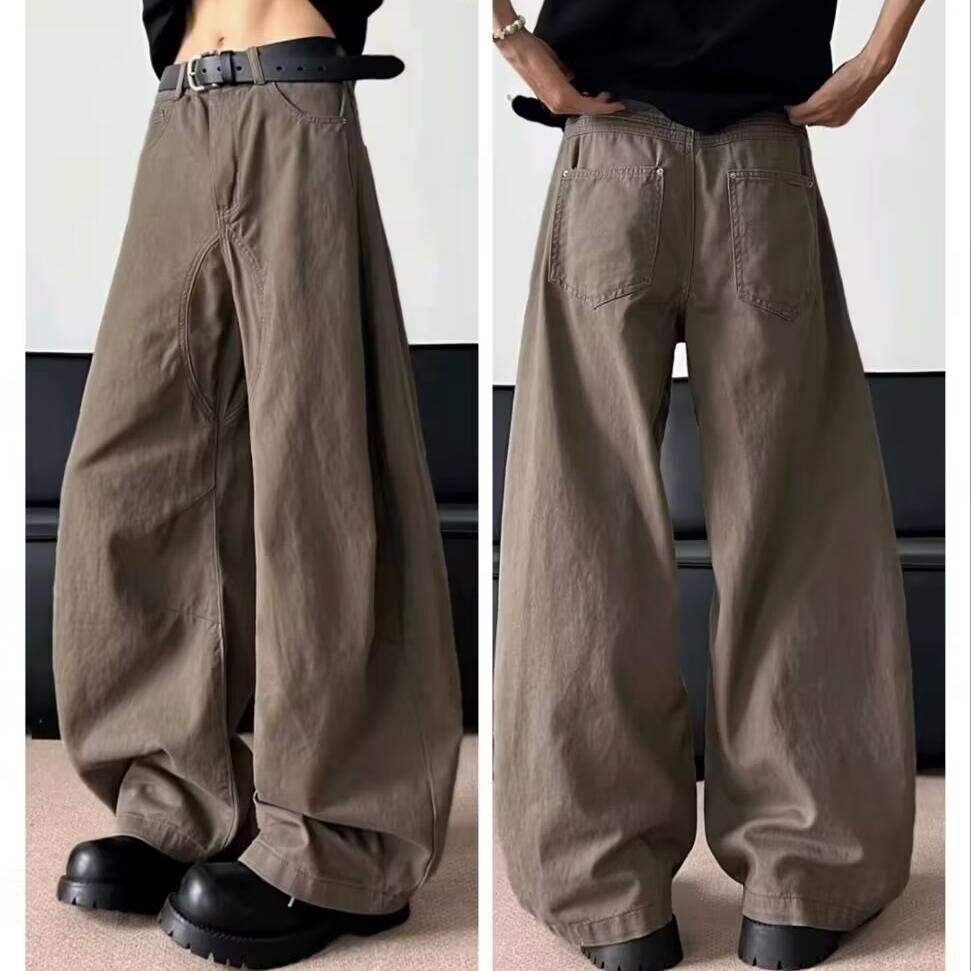 Distressed Print Denim Jeans For Men & Women - Lace Chain Design, Straight Leg Wide Pants, Trendy High-Waisted Streetwear_mkmklike.com