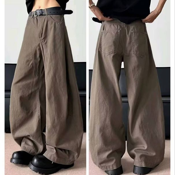 Distressed Print Denim Jeans For Men & Women - Lace Chain Design, Straight Leg Wide Pants, Trendy High-Waisted Streetwear_mkmklike.com