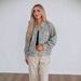 Women's Clothing Oversized Distressed Print Denim Jacket - Vintage Washed Casual Streetwear Coat With Stand Collar_mkmklike.com