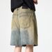Men's Clothing Casual Retro Denim Shorts Fashionable Washed Straight Tube Tall Thin Five Point Hole Shorts_mkmklike.com