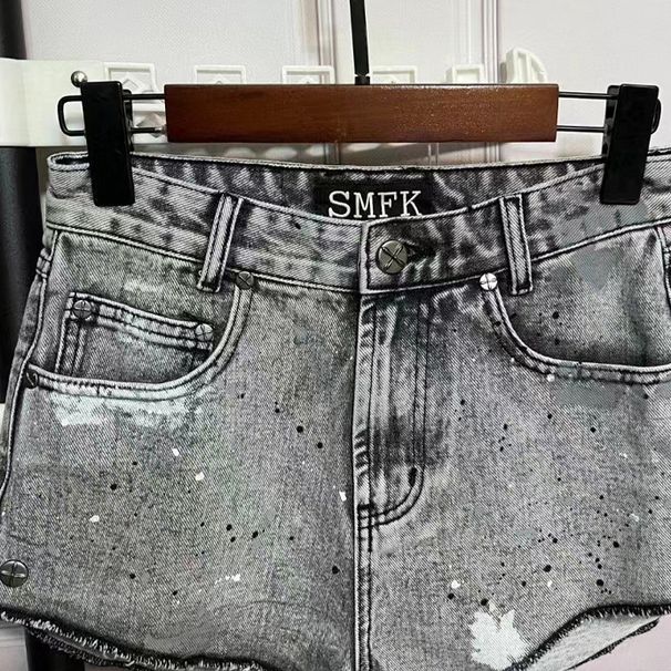 Women's Clothing Jacket Same Style Washed Distressed Grey Embroidery Slim Fit Versatile Outer Suit_mkmklike.com