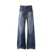 Men's Clothing High Street Baggy Men And Women Flower Embroidery Cat Whisker Straight Drape Jeans Neutral Loose Wide Leg_mkmklike.com