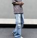 Men's Vintage Washed Distressed Jeans High Street Baggy Denim Pants Relaxed Fit Frayed Hem Retro Blue 75% Cotton S-3XL_mkmklike.com