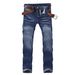 Men's Stretch Skinny Jeans Multi Layered Design Slim Fit Blue Trousers_mkmklike.com