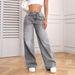 ELLE 2025 European And American Cross-Border High-Waisted Straight-Leg Jeans For Women, Washed Light Color Simple Style Pants_mkmklike.com