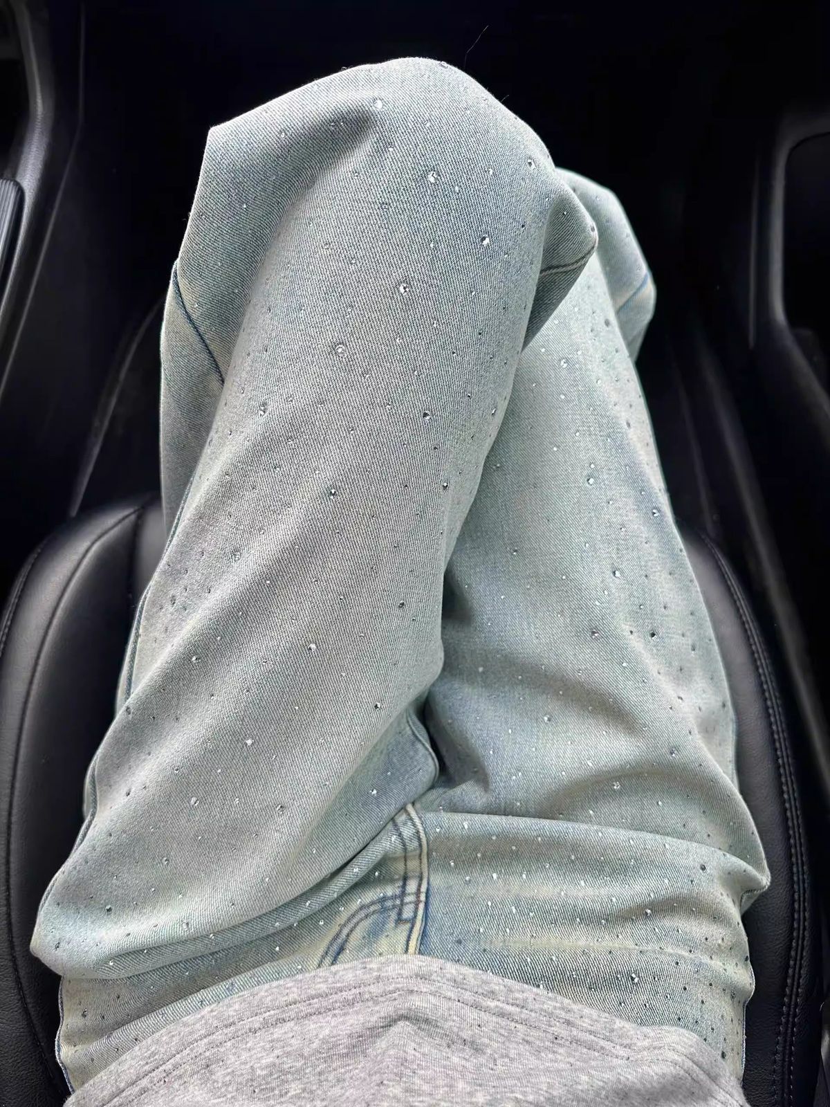 Women's High-Waisted Wide Leg Jeans Rhinestone Embellished Fleece Lined Slimming Light Colored Starry Straight Leg Trousers Loose Fitting For Winter_mkmklike.com