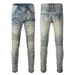 Men's Clothing Distressed Tight Ripped Motorcycle Style Slim Stretch Men's Pants 979_mkmklike.com