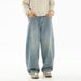 Retro Washed Silhouette Jeans Men's Scimitar Pants Loose Long Pants_mkmklike.com