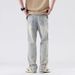 Streetwear High-Waisted Jeans – Vintage Washed Straight-Leg Denim With Stretch (S-3XL, Unisex Slim Fit, Retro Muddy Yellow)_mkmklike.com