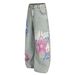 Graffiti Scimitar Jeans Loose Men's High Street Trend Punk Washed Vintage Design Personality Wide-Leg Pants_mkmklike.com