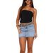 Retro Stretch Denim Mini Skirt For Women – High Waist Slim Fit Vintage Washed Denim Skirt (S-Xl, Dark Blue/Light Blue/White/Black)_mkmklike.com