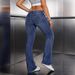 European And American Cross-border Women's Jeans, Stretchy, Fashionable, Simple, Dark Blue, Slim-fit, Versatile Flared_mkmklike.com
