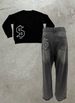 Vintage Washed Distressed Jeans For Men & Women - High Street American Style With Embroidery & Raw Hem, Relaxed Wide-Leg Fit For Casual Streetwear_mkmklike.com